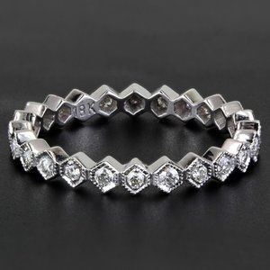 New Jolie 18k White Gold Diamond Stackable Eternity Anniversary / Wedding Ring